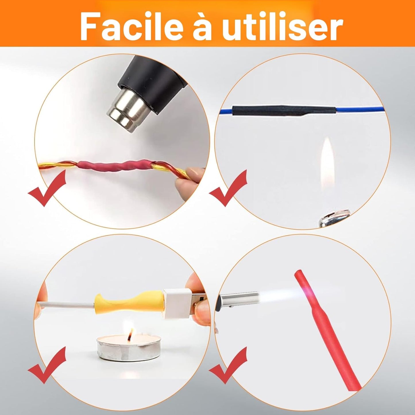 Kit Gaines Thermorétractables 580 PCS + Pince à Sertir | Kit Électricité Auto