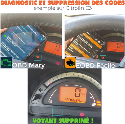 Diagnostic Auto OBD2 Bluetooth – Lecteur & Effaceur de Défauts Moteur