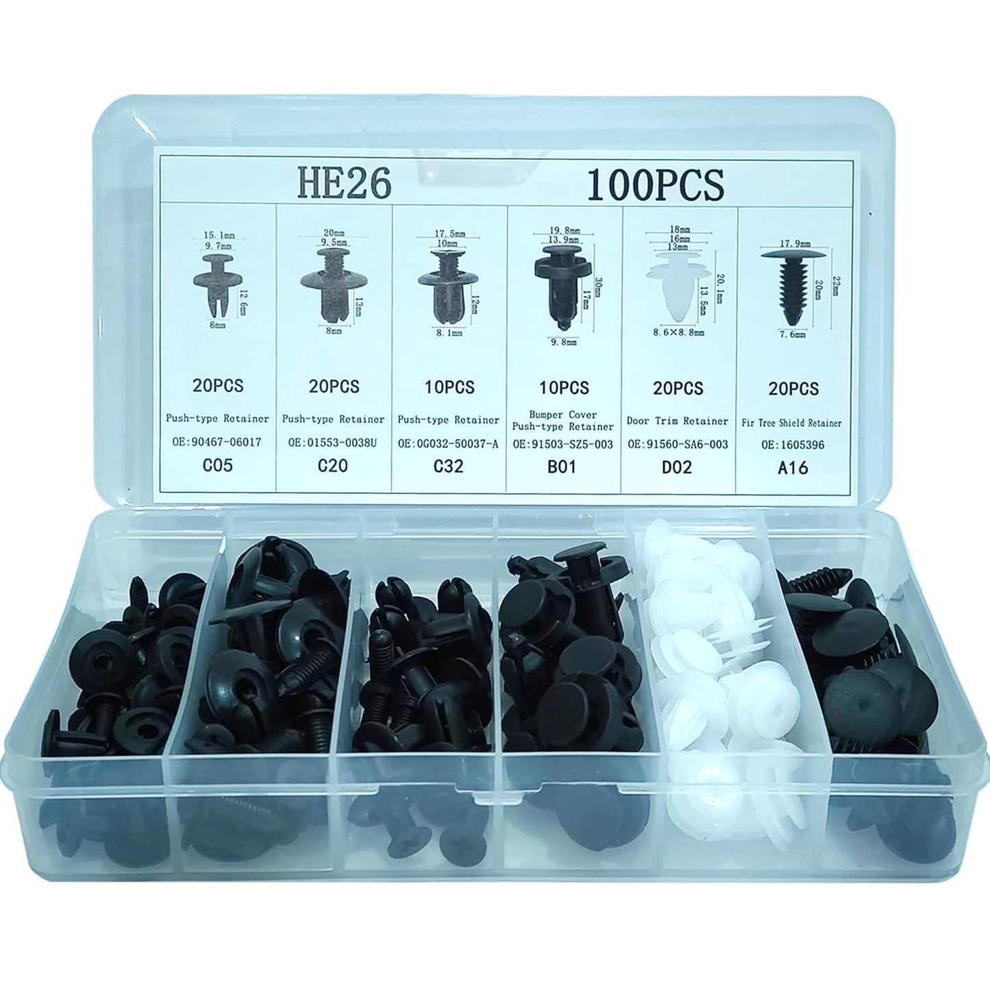 Kit complets habitacle intérieur et extérieur rivets et attaches universel 100 rivets | 50 attaches