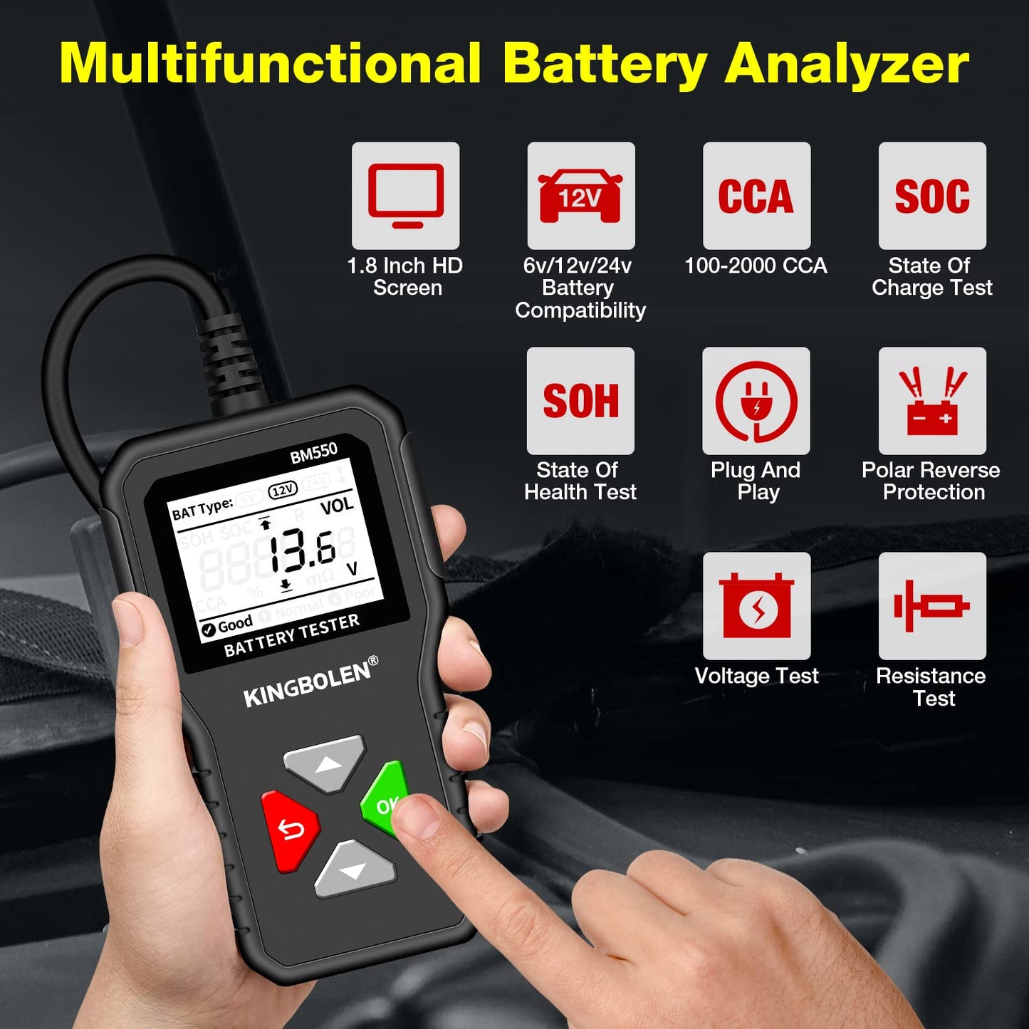 Kit Diagnostic Batterie 12V – Multimètre Digital + Testeur de Batterie Professionnel