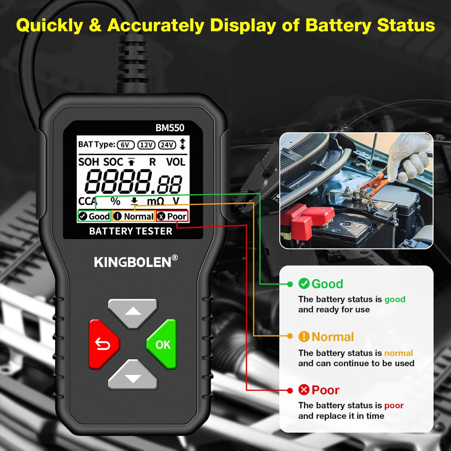 Kit Diagnostic Batterie 12V – Multimètre Digital + Testeur de Batterie Professionnel