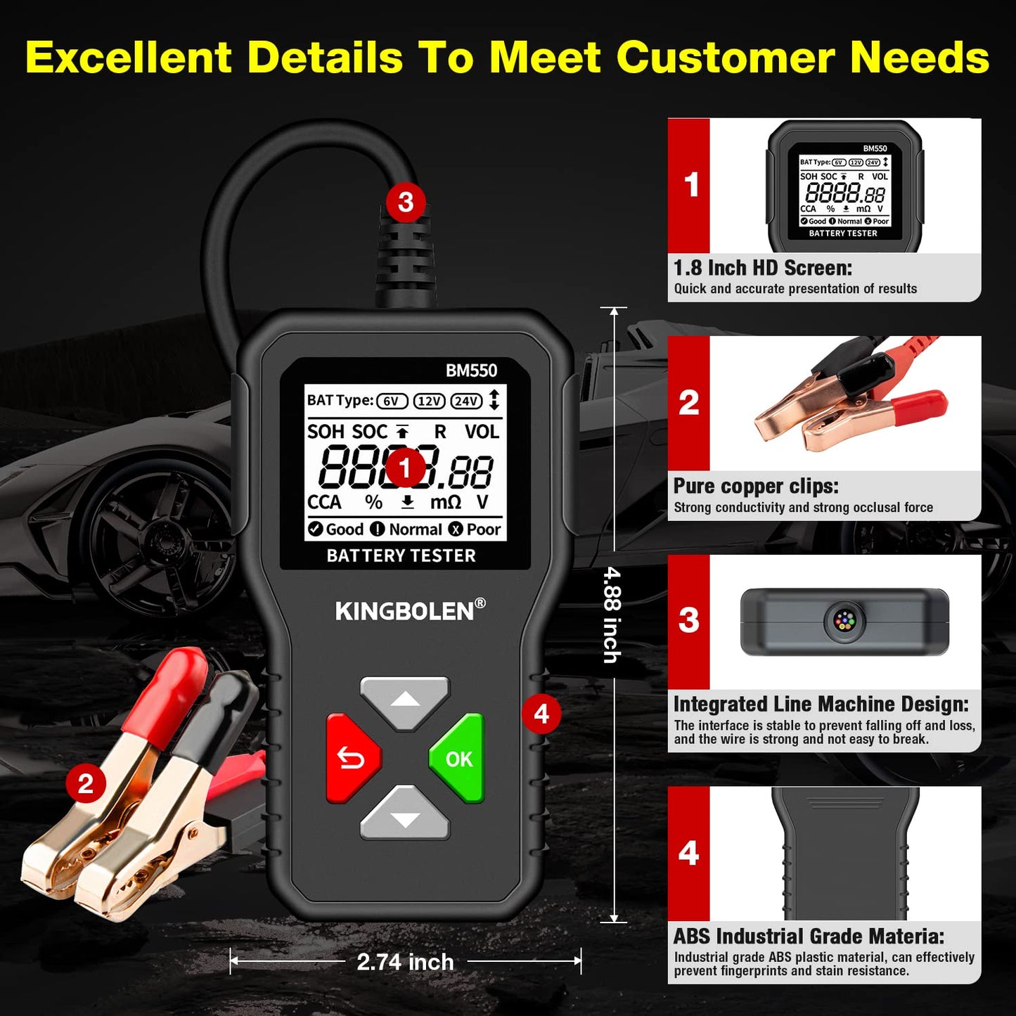 Kit Diagnostic Batterie 12V – Multimètre Digital + Testeur de Batterie Professionnel