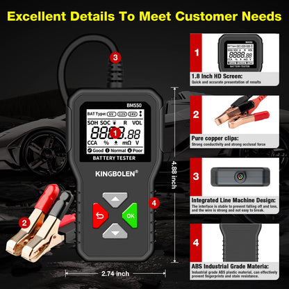 Kit Diagnostic Batterie 12V – Multimètre Digital + Testeur de Batterie Professionnel