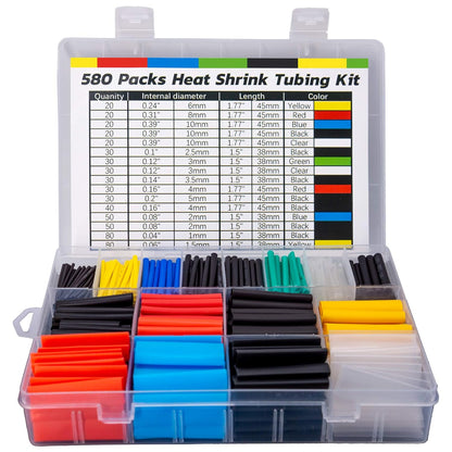 Kit Gaines Thermorétractables 580 PCS + Pince à Sertir | Kit Électricité Auto