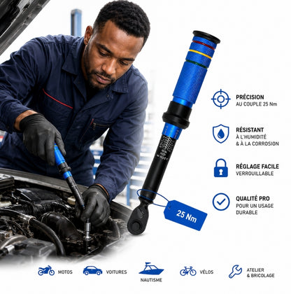 Clé dynamométrique professionnelle 1/2" — Serrage précis voiture, moto et utilitaire | Livraison Antilles