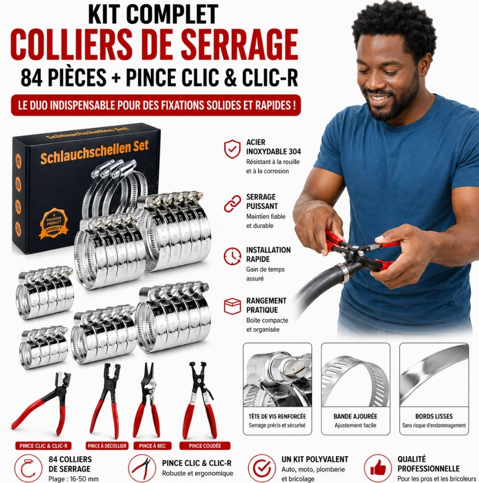 Kit Professionnel Colliers de Serrage & Pinces Automobile