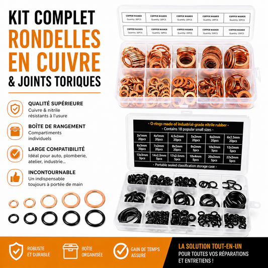Kit Complet Rondelles Cuivre Vidange + Joints Toriques Universels