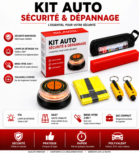 Kit Auto Sécurité et Dépannage – L’essentiel pour votre sécurité sur la route